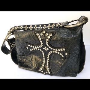 Raviani Black Learher Saworski Crystal Purse